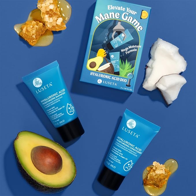 Luseta Hyaluronic Acid Moisturizing Shampoo & Conditioner Set for Dry and Damaged Hair, Sulfate Free Shampoo and Conditioner for Women Infused with Argan Oil and Shea Butter Paraben-Free 2 x 1.01oz-VivaGrace Women