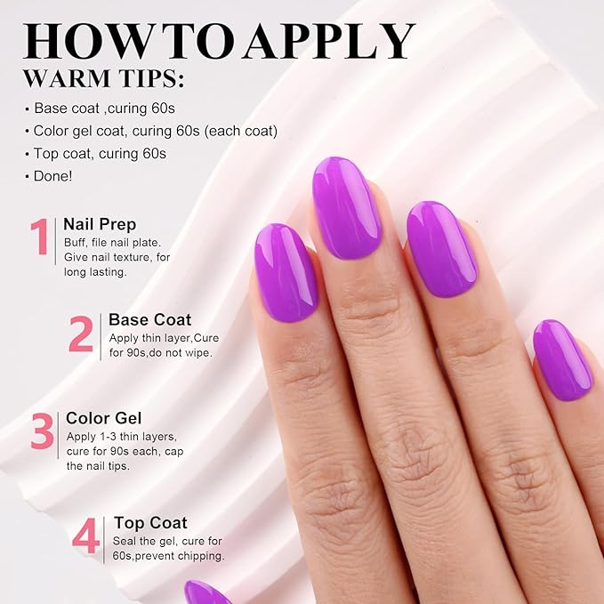 Imtiti Magenta Purple Gel Nail Polish - Bright Purple Color Autumn Winter Gel Polish - Long-Lasting Color Suitable for All Occasions UV LED Cure Gel Polish