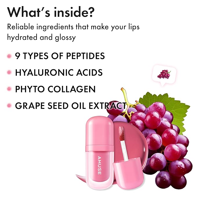 Amuse SEOUL BEBE TINT - 08 GRAPE BEBE | 24-hour Long-lasting Lip Stain, Plumping, Hydrating, Moisturizing, No Peel Off, Lip Care, Treatment, Non Sticky, Korean Lip Tint for Dry Lips-VivaGrace Women