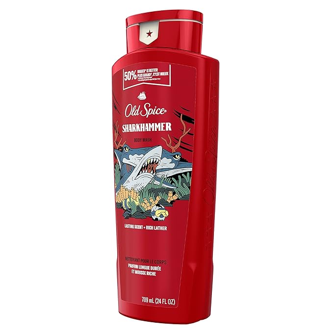 Old Spice Body Wash for Men, Sharkhammer, Long Lasting Lather, 24 fl oz (Pack of 4)-VivaGrace Women
