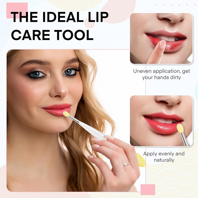 Unaone Lip Scrub Brush - 3 PCS Dual-ended Lip Scrubber Exfoliator and Silicone Lip Brush, 3-in-1 Silicone Lip Scrub Tool Lip Mask Applicator, Gentle Exfoliator & Applicator for Soft-VivaGrace Women