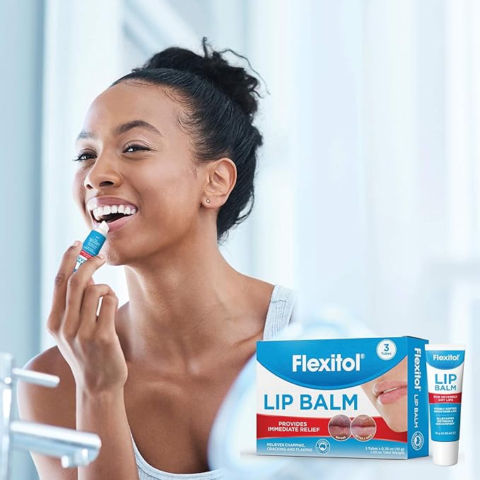 Flexitol Lip Balm, 0.35 Ounce Tube, Cream White, 3 Count (Pack of 1)-VivaGrace Women