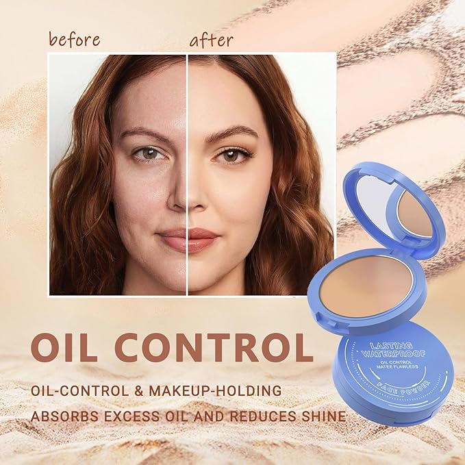 Oil Control Face Pressed Powder,Matte Smooth Flawless Setting Powder Makeup,Waterproof Long Lasting Finishing Powder,Cruelty Free Lightweight Face Cosmetics,0.35Oz(CAPPUCCINO)-VivaGrace Women
