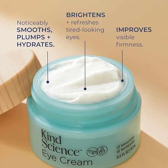 Kind Science by Ellen DeGeneres Eye Cream - Under Eye Cream to Refresh Eyes - Hydrating Eye Cream for Wrinkles Noticably Smooths & Moisturizes - Paraben, Dye & Fragrance Free, 0.5 fl oz-VivaGrace Women