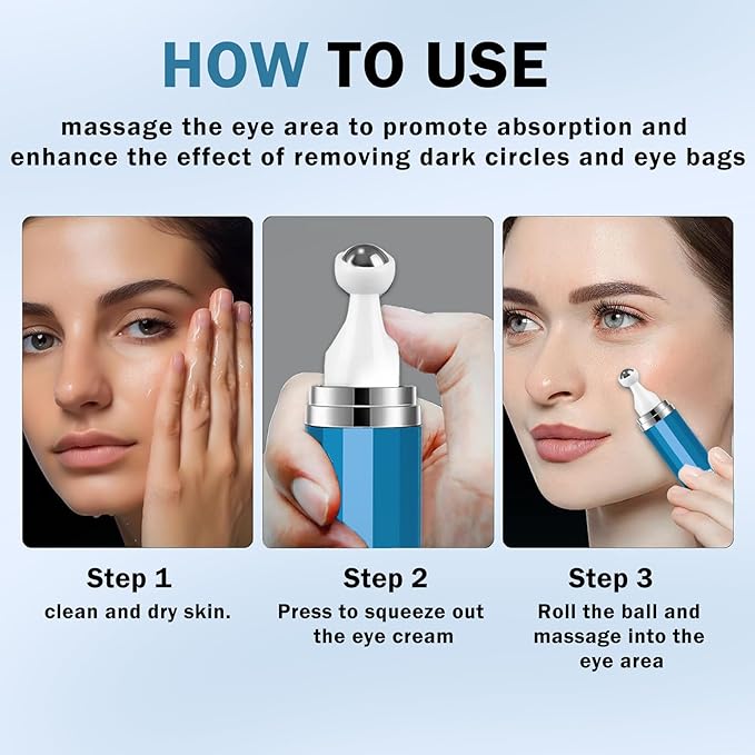 Caffeine Under Eye Cream for Dark Circles Eye Cream for Puffiness and Bags Under Eyes,Eye Roller for Puffy Eyes and Firming,Wrinkle Reducing Crema Para las Ojeras-VivaGrace Women