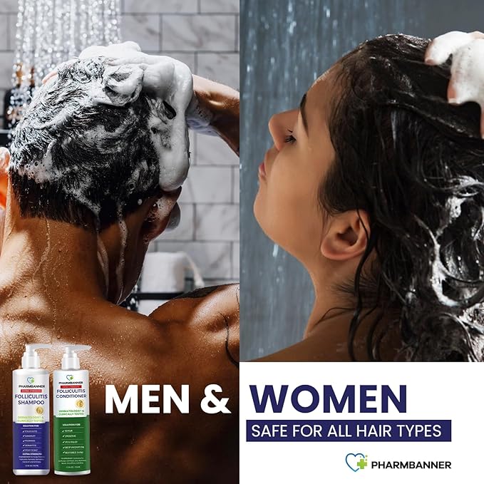 Anti-Fungal Shampoo and Conditioner Set – Tea Tree & Argan Oil for Folliculitis, Seborrheic Dermatitis, Scalp Psoriasis – Relieves Itchy, Flaky, Dry Scalp – Sulfate & Paraben Free-VivaGrace Women
