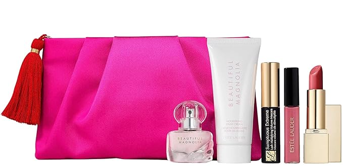 Estee Lauder 6 PC Beautiful Magnolia perfume body lotion lip gloss mascara Holiday 2022 Set-VivaGrace Women