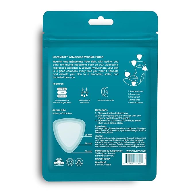 Advanced Wrinkle Patches 60ct Smile Line, Frown Line Wrinkle Patches for Facial Korean Skin Care Face Wrinkle Tape Invisible Overnight with Retinol & Collagen (Small (Face))-VivaGrace Women