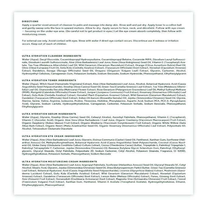 Tree of Life Hydrating Anti-Aging Moisturizing Complete Regimen, includes Face Cleanser (4 Fl Oz), Toner (4 Fl Oz), Serum (1 Fl Oz), Face and Body Cream (4 Oz) and Eye Cream (0.5 Fl Oz)-VivaGrace Women