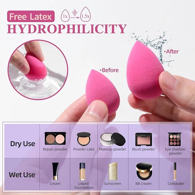 Makeup sponge latex free super soft beauty cosmetic blender, Pink-VivaGrace Women