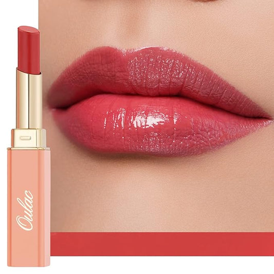 Oulac Apple Red Lipstick - Moisturizing Lip Stick Glossy Solid Shine Lip Gloss, Sheer Shine Juicy Finish, Lightweight and Hydrating Formula for Dry Lip Care, Vegan 2.2g/0.07oz (01)-VivaGrace Women