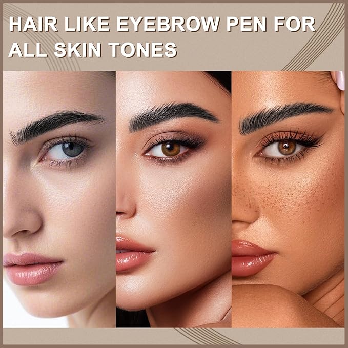 Boobeen 2pcs Waterproof Eyebrow Pen,Dual-Ended Eyeliner Microblading Eyebrow Pencil for Women,Long Lasting Hair-Like Brow Pen with Brow Brush,Dark Brown
