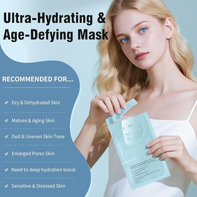 ISTON Overnight Collagen Face Mask - Intense Hydration & Anti-Aging - With 5 Hyaluronic Acids, Peptides & Plant Extracts - Reduce Fine Lines, Plump Skin, Minimize Pores -4Pack-VivaGrace Women