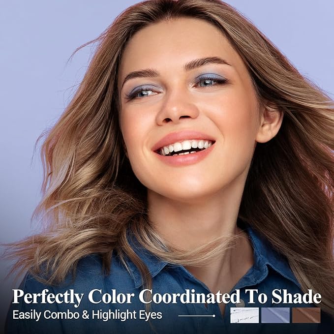Blue Eyeshadow Stick Makeup 6PCS Set, Dark Blue Brown Metallic Shimmer Matte Cream Eye Shadow Eyeliner Brightener Pencil Crayon - JEANS BLUE-VivaGrace Women