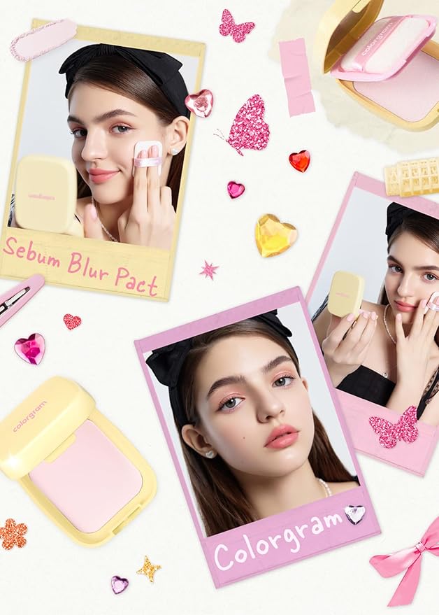 Colorgram Sebum Retouching Blur Pact | Poreless-Looking Pressed Setting Face Powder for Normal to Oily Skin, Provides Weightless, Matte Finish with Soft Focus Effect-VivaGrace Women