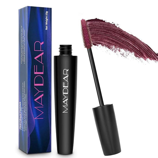 Maydear Burgundy Mascara for Eyelashes, Waterproof Colored Long Lasting Smudgeproof for Women Fast Dry Lengthening Eye Makeup Party - Dark Purple-VivaGrace Women