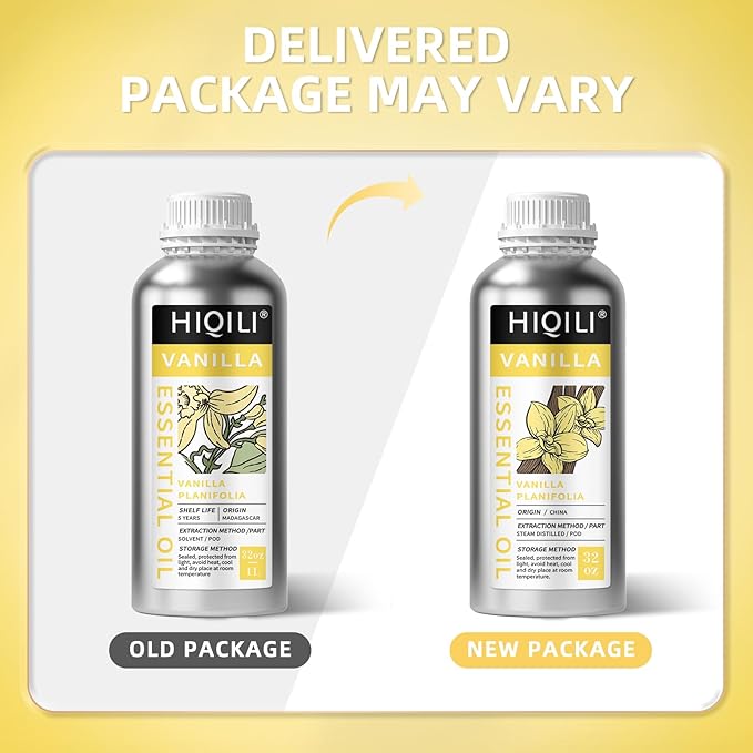 HIQILI 32 Ounces Vanilla Essential Oil, Strong Fragrance for Body Lotion, Candle Making, Soap, Aromatherapy-32 Fl Oz-VivaGrace Women