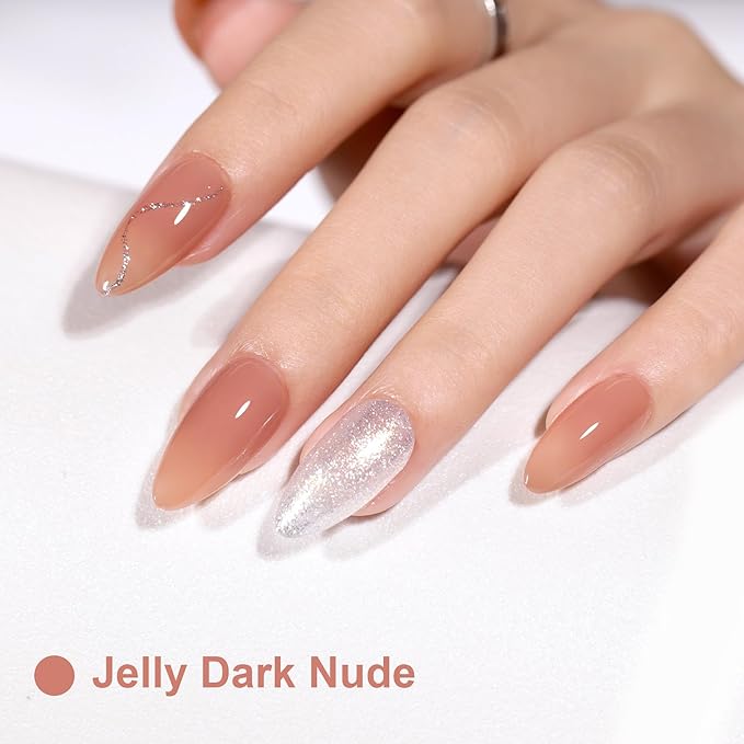 L'UGX Natural Nude Gel Polish 15ML Jelly Sheer Gel Nail Polish Translucent Neutral U V French Gel Nail Color for Nail Art DIY Manicure & Pedicure at Home Salon Holiday Gifts for Women