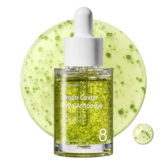 Green Caviar Pore Ampoule With 2,500ppm Green Caviar, Niacinamide, Pore Minimizer, Hydrating, Firming, Pore Tightening, Reduces Pores, Korean Skin Care, 33ml, 1.11 fl.oz.-VivaGrace Women