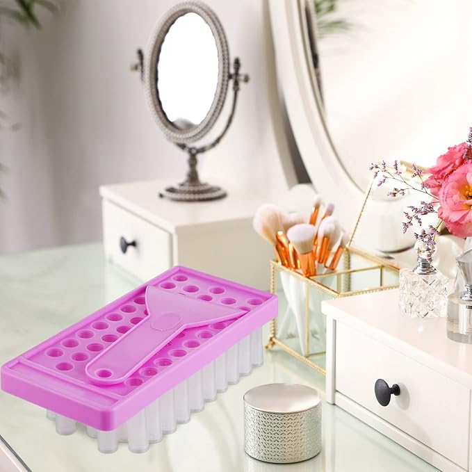 2 Sets Lip Balm Tray and Spatula Set Portable lipstick Holder Lip Balm Containers Lip Gloss Making Kit (Purple)-VivaGrace Women