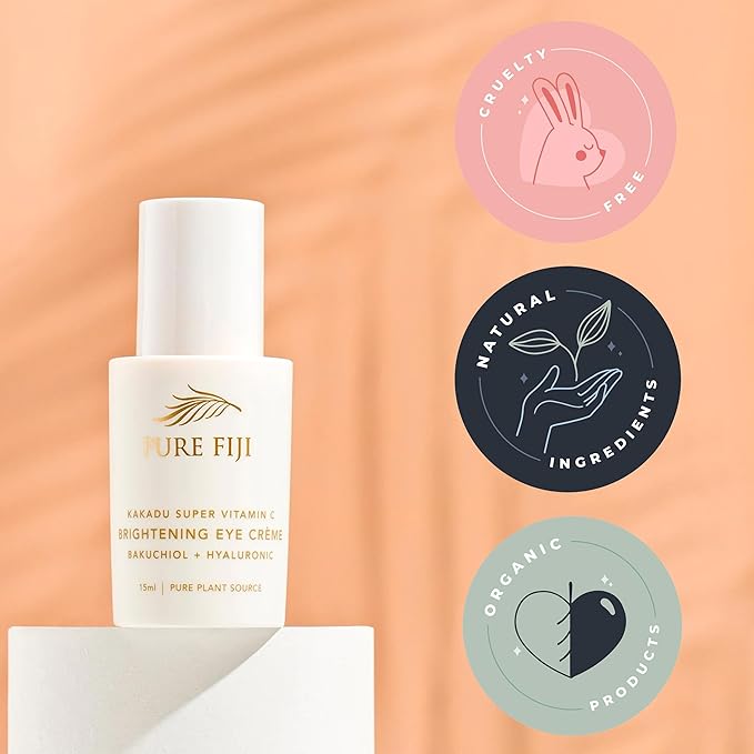 PURE FIJI Eye Cream Vitamin C Brightening Eye Cream, Under Eye Cream for Wrinkles and Bags, Under Eye Cream For Dark Circles, Smoothing & Anti-Aging Skincare (0.5oz/15ml)-VivaGrace Women