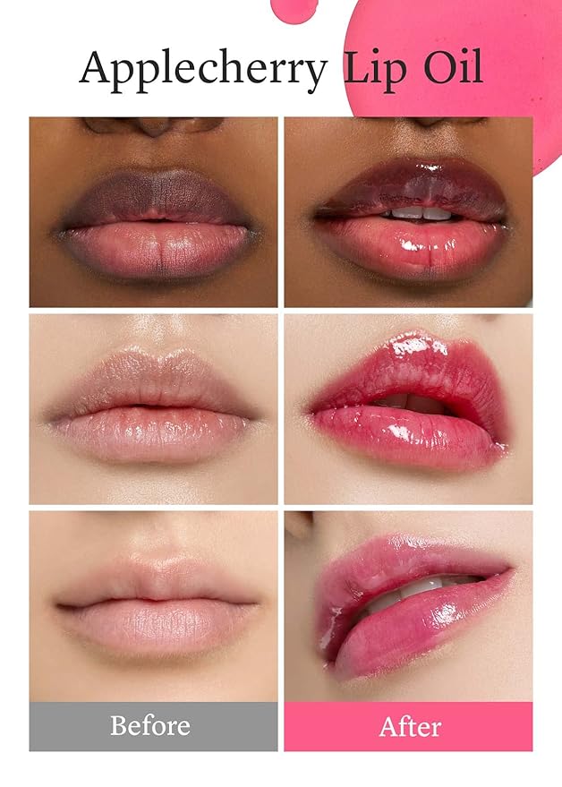 NOONI Korean Vegan Lip Oil - Applefig, 0.12 Fl Oz + Korean Lip Oil - Applecherry, 0.12 Fl Oz Bundle-VivaGrace Women