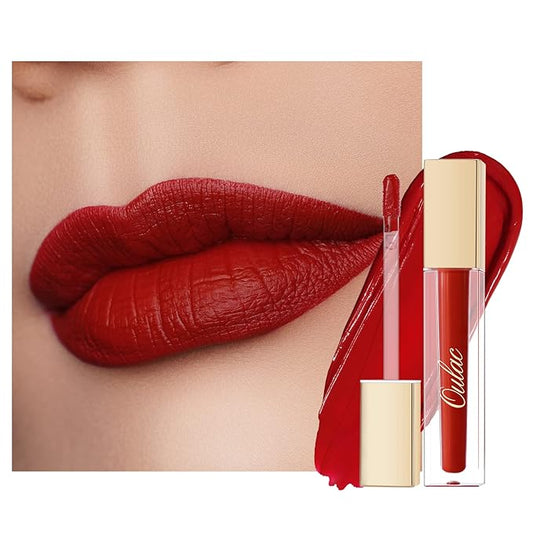 Oulac Matte Liquid Red Lipstick for Women, Deep Red Lip Gloss Creamy Matte Texture, Waterproof, Non-Stick Cup, Extra-Pigmented Lip Tint Stain with Vitamin E & Rose Oil, Vegan, Cruelty-Free, M01-VivaGrace Women