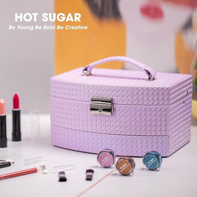 Hot Sugar Girls Makeup Kit for Birthday Gift, All in One Beginner Makeup Kit for Women Full Kit, Christmas Makeup Set for Teens 10 12 13 16 Includes Real Cosmetics and Makeup Tools (Purple)-VivaGrace Women