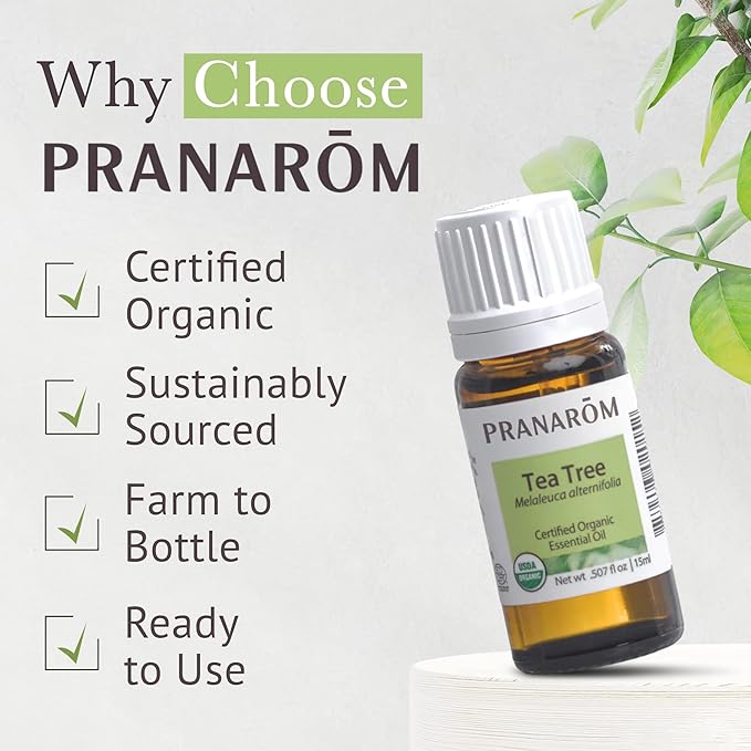 Pranarom USDA Certified Organic Tea Tree Essential Oil (15ml), 100% Pure Undiluted Therapeutic Grade from Zimbabwe for Aromatherapy, Diffuser, Healthy Skin & Hair, Massage, Relaxation-VivaGrace Women