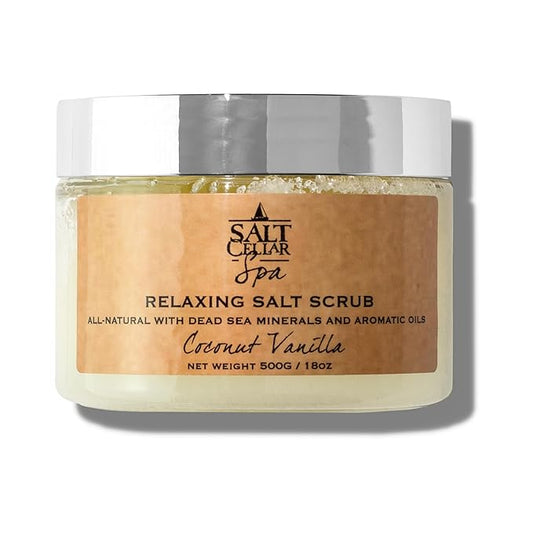 Salt Cellar Spa All-Natural Dead Sea Salt Scrub - Refresh with Coconut Vanilla - Energize, Revive, and Rejuvenate your Skin - Made in Israel, Cruelty-Free, 18 oz.-VivaGrace Women