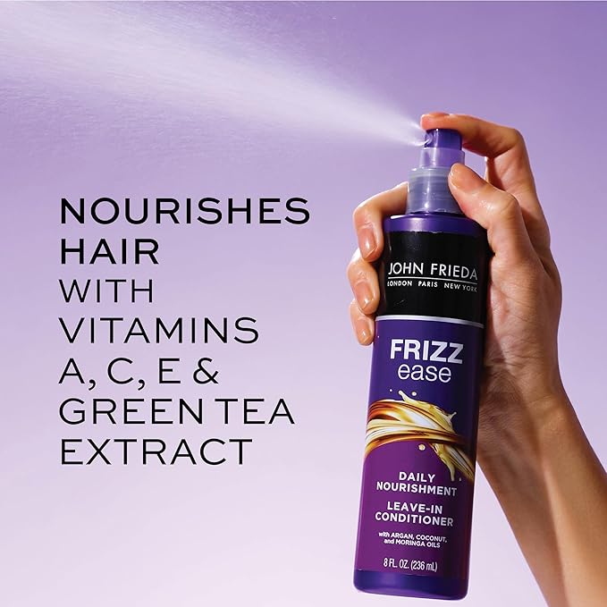 John Frieda Frizz Ease Daily Nourishment Leave-In Conditioner, Detangles Frizzy, Damaged Hair, Reduces Breakage, Protects Against Heat, with Vitamins A, C, E & Green Tea Extract, 8 Oz, Pack of 2-VivaGrace Women