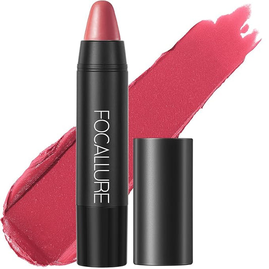 FOCALLURE Ultra Chic Matte Lipstick,Rich Vitamin E Lip Crayon,Lightweight Matte Color without Drying or Fading,Long Lasting Waterproof Lips Makeup,SMOKY CARMINE-VivaGrace Women