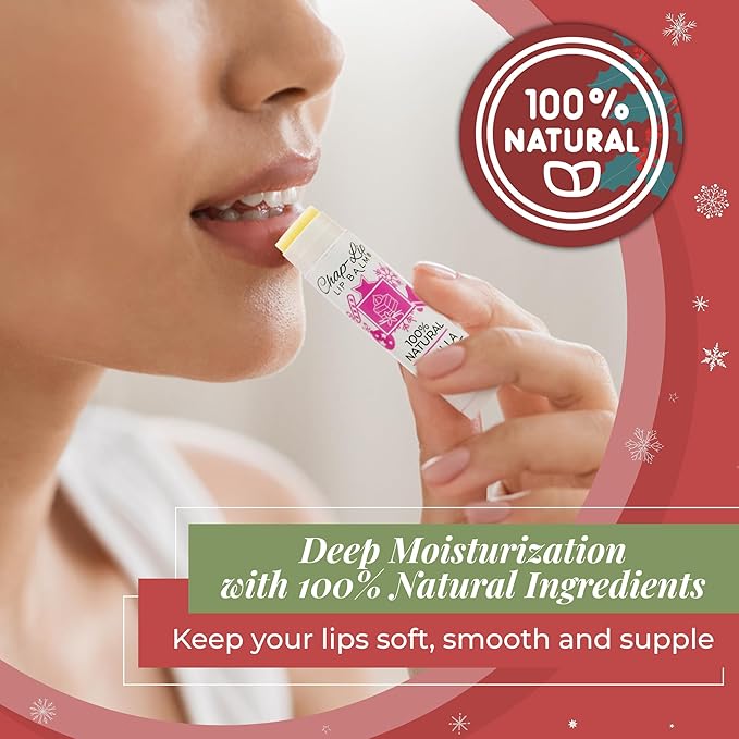 100% Natural Lip Balm Set - Beeswax Natural Christmas Gifts for Her - Ideal Gift for Women - Lip Moisturizer for Dry Lips, Cocoa Butter - Petroleum Free Pack of 8-VivaGrace Women