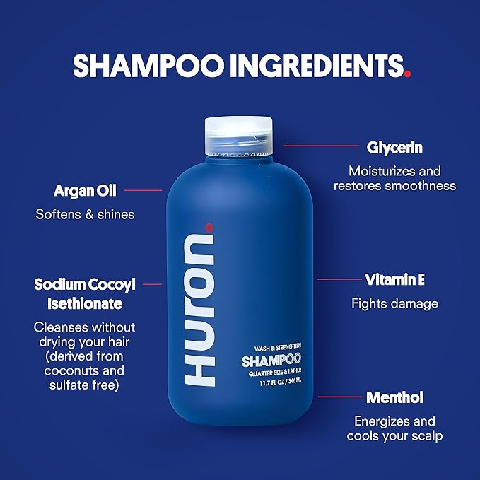 Huron Shower Kit - Shampoo, Conditioner, & Body Wash For Men - Citrus + Eucalyptus Scent - Hydrating & Nourishing Men's Shampoo & Conditioner-VivaGrace Women