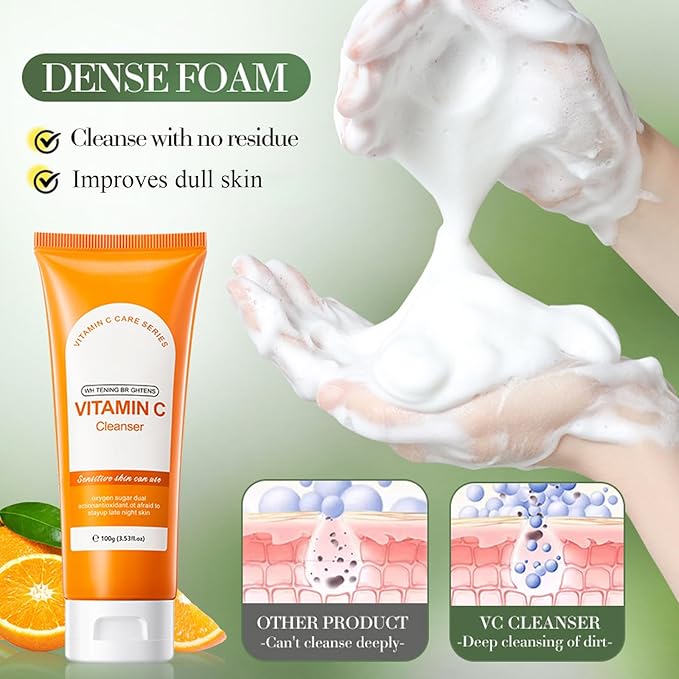 Vitamin C skin routine kit for women - face wash and moisturizer set - facial kit for women -toner face wash serum eye cream-VivaGrace Women