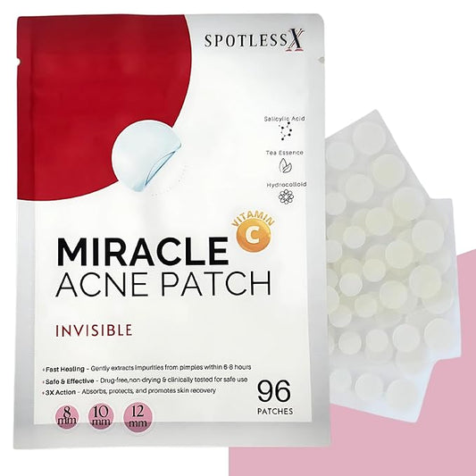 Miracle Patch - Invisible Pimple Patches for Face & Body,Fast-Acting Zit Stickers, Hydrocolloid Acne Treatment with Tea Tree Oil & Salicylic Acid–Waterproof, Hypoallergenic. 96 Counts 3 Sizes-VivaGrace Women