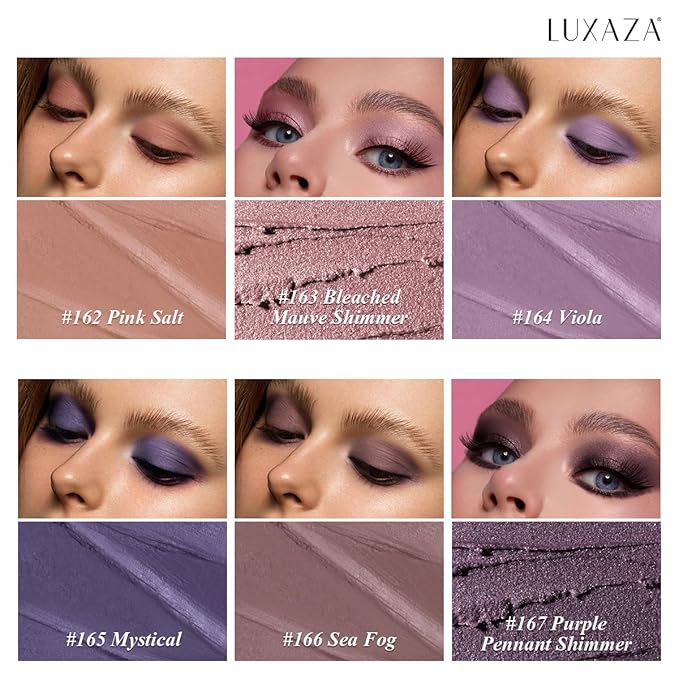 Purple Eyeshadow Stick Makeup 6PCS Set, Metallic Shimmer Matte Cream Eye Shadow Palette Brightener Pencil Crayon - BLUEBERRY-VivaGrace Women