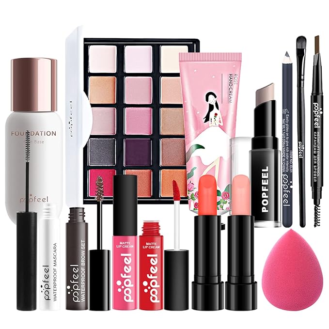All-in-One Makeup Gift Set Carry All Makeup Kit Women Full Kit With Makeup Bag Lipgloss Lipstick Concealer Blush Foundation Face Powder Eyeshadow Palette Cosmetic Palette #2-VivaGrace Women