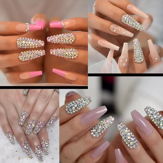Flat Back Rhinestone Kits Colorful Rhinestones+Crystal AB Gems With Picker Pencil And Tweezer For Home DIY And Professional Nail Art-VivaGrace Women