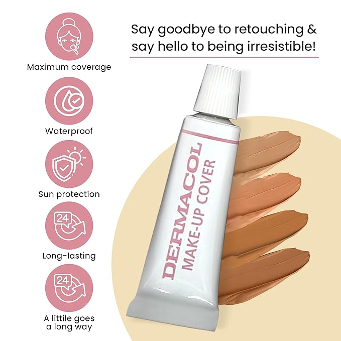 Dermacol Full Coverage Foundation | Long Lasting Waterproof Makeup Cover Cream SPF30 | Hypoallergenic & Light Weight Liquid | Tattoo, Acne, Spots, Under-eye Skin Cover-up - 30g-VivaGrace Women