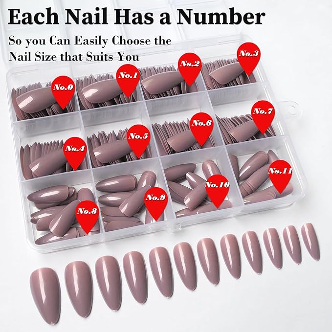 LoveOurHome 240pc Medium Press on Nails Almond Fake Nail Tips Full Cover False Nail Colored Artificial Nail Short Stiletto Almond Presson on Fingernail with Glue Adhesive Tabs for Women Girls Kids