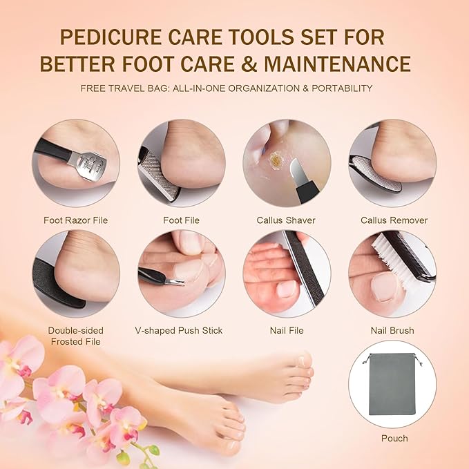 Electric Callus Remover for Feet with 17 in 1 Pedicure Kit, Rechargeable Waterproof Foot File Professional Foot Care Tools, Portable Callus Remover Kit to Remove Dead Skin Hard Skin Dry Cracks(Black)-VivaGrace Women