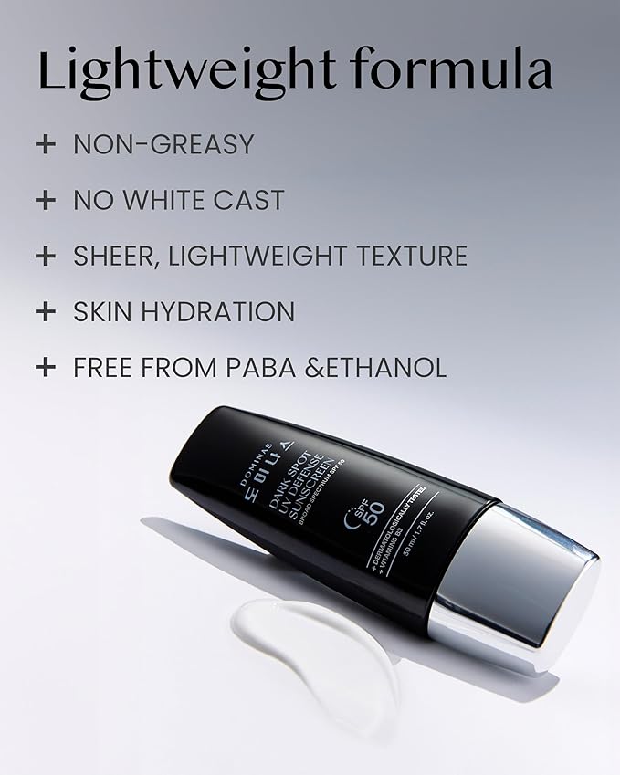 Tone-up Sunscreen DOMINAS (1.7fl oz) - SPF 50, Korean Skin Care, Niacinamide, Panthenol, UV Defense Sunblock, No White Cast, Non-Greasy, Hydrating, Lightweight Protection for Face & Body-VivaGrace Women