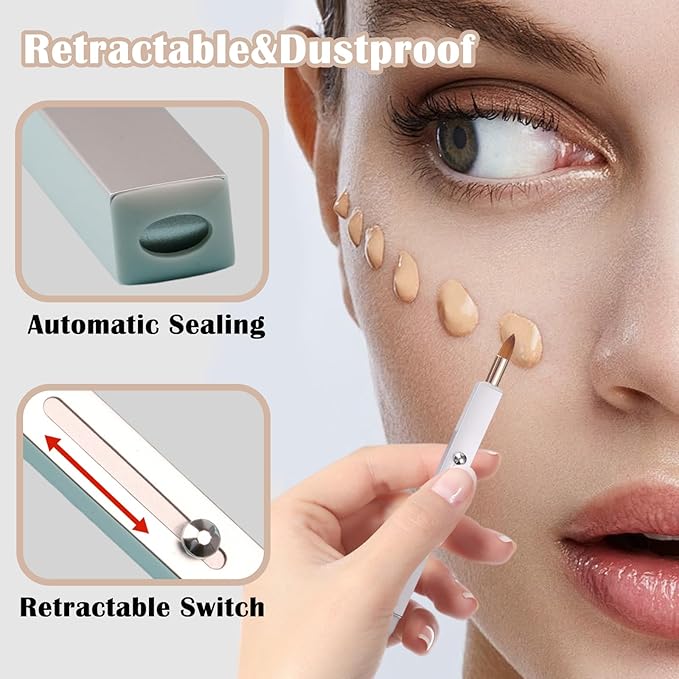3 Pack Lip Brush for Lipstick Makeup Brushes Double-Ended Retractable Lip Brush with Cap Dustproof for Lipstick Gloss Creams Portable with Cap(Black + Gold + Silver)-VivaGrace Women