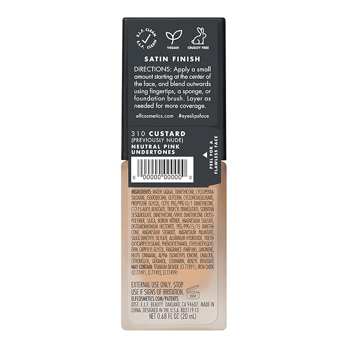e.l.f. Flawless Finish Foundation | Lightweight, Medium Coverage & Semi-Matte | Nude | 0.68 Fl Oz (20mL) (Packaging may vary)-VivaGrace Women