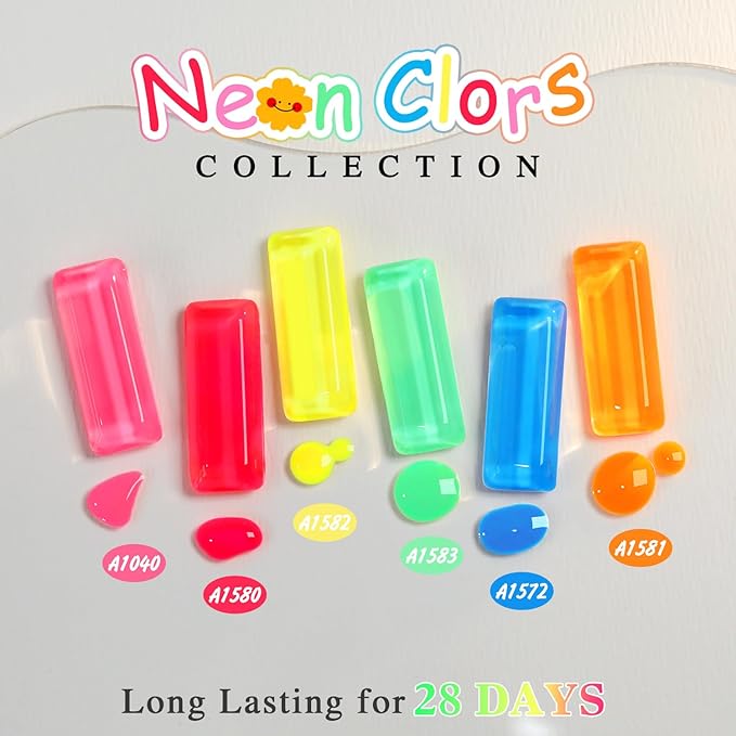 Double Rhythm 6 Pcs 15 ML Gel Polish Set Same Color Same Bottle Soak Off Gel Polish Kit Nail Art Manicure Salon DIY at Home for Women (Pastel Red Pink Orange Yellow Green-T6-11)-VivaGrace Women