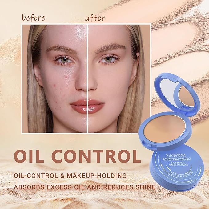 Oil Control Face Pressed Powder,Matte Smooth Flawless Setting Powder Makeup,Waterproof Long Lasting Finishing Powder,Cruelty Free Lightweight Face Cosmetics,0.35Oz(PURE BEIGE)-VivaGrace Women