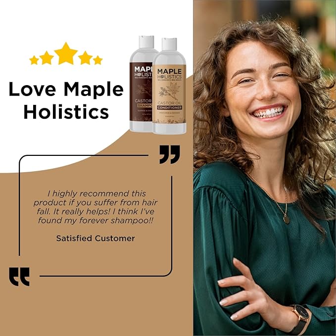 Castor Oil Shampoo and Conditioner Set - Jamaican Black Castor Oil Shampoo and Biotin Collagen Conditioner - Sulfate Free Shampoo and Conditioner for Fine Hair and Dry Scalp Care (Vanilla) -16 Fl Oz-VivaGrace Women