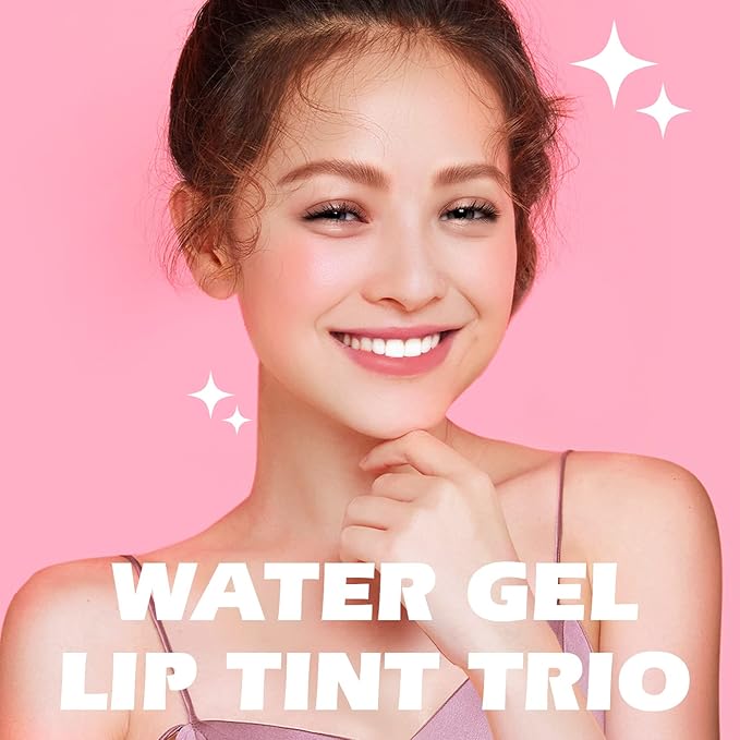 KIMUSE Water Gel Lip Tint 6 Colors Set, Highly Pigmented Long Lasting Moisturizing Glossy Lip Stains, Hydrate Lightweight Lip Gloss Makeup-VivaGrace Women