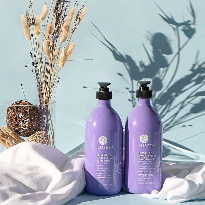 L LUSETA Biotin & Collagen Shampoo & Conditioner Set (2 x 33.8oz) - Thickening for Hair Growth, Infused with Argan Oil to Repair Dry, Damaged Hair-VivaGrace Women